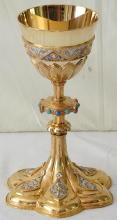 Solid silver gilt antique French Gothic Chalice.